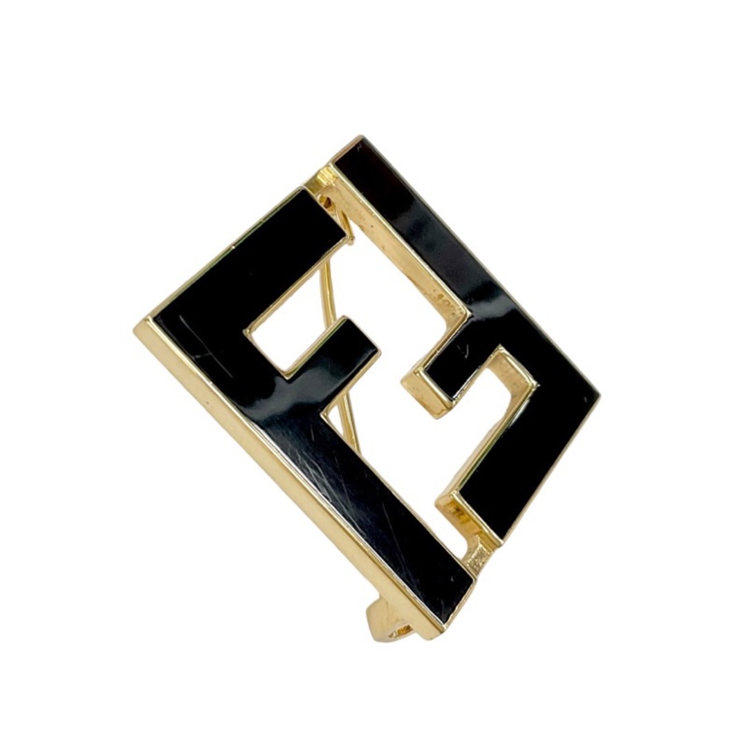 FENDI(フェンディ)のフェンディ FENDI フォーエバー ブローチ FFロゴ ブラック ゴールド レディースのアクセサリー(ブローチ/コサージュ)の商品写真