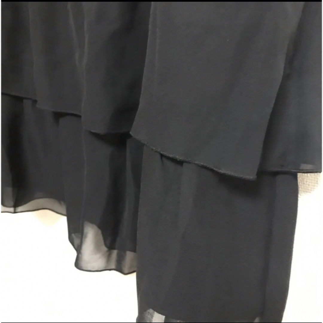 UNIQLO(ユニクロ)のミニスカート　レディース　シフォン　ティアード　スカート　ブラック　黒　ユニクロ レディースのスカート(ミニスカート)の商品写真