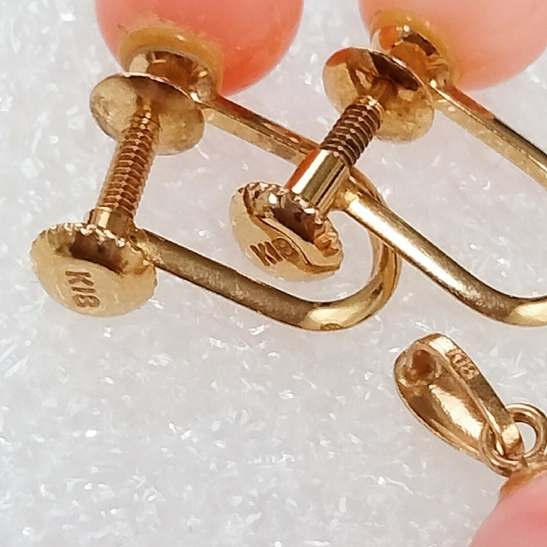 K18珊瑚イヤリング、トップ - イヤリング