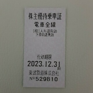 東武鉄道　株主優待乗車証　株主乗車券　1枚(鉄道乗車券)