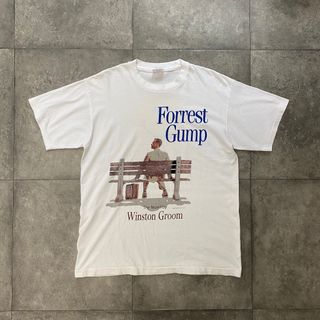 ヘインズ(Hanes)の90s フォレストガンプ 映画tシャツ USA製 L ホワイト 両面プリント(Tシャツ/カットソー(半袖/袖なし))