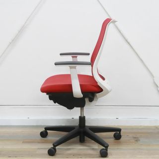 コクヨ ミトラ スタンダードバック 固定肘 ホワイトフレーム カーマイン レッド