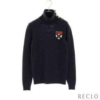 ラルフローレン(Ralph Lauren)の セーター ニット ハイネック ワッペン カシミヤ ダークネイビー(ニット/セーター)