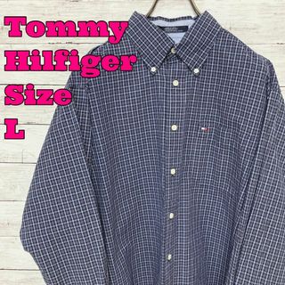 トミーヒルフィガー(TOMMY HILFIGER)のトミーヒルフィガー　オーバーサイズＬ　ＢＤ長袖シャツ　マルチカラーギンガム古着(シャツ)