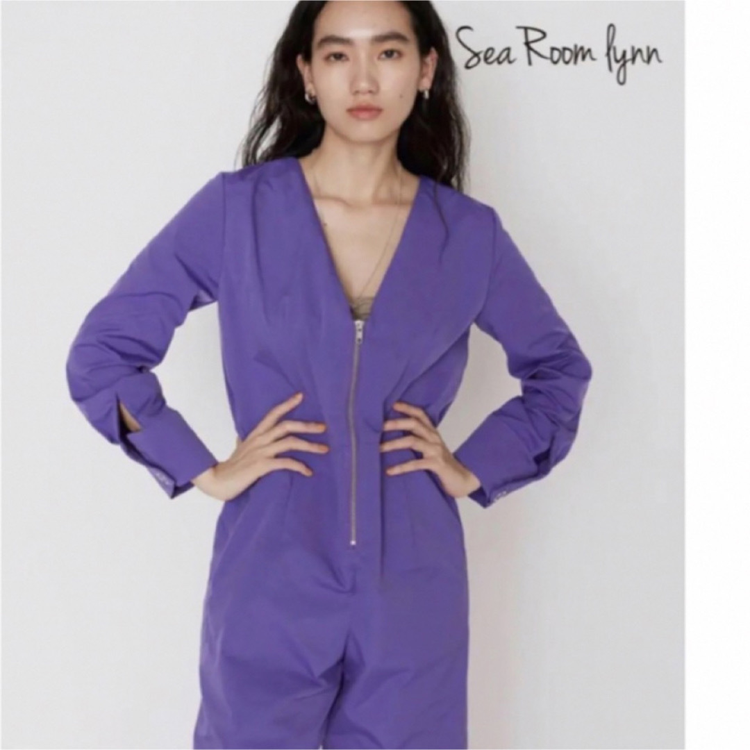 searoomlynn バックZipジャンプスーツパープル オールインワン