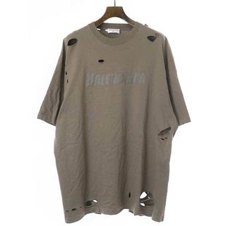 バレンシアガ(Balenciaga)のBALENCIAGA バレンシアガ デストロイダメージオーバーサイズロゴTシャツ ブラウン S(Tシャツ/カットソー(半袖/袖なし))