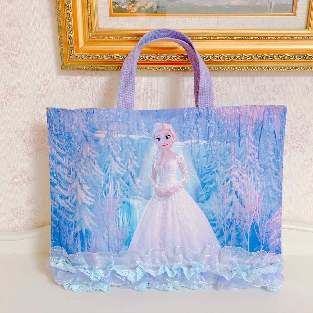 レッスンバッグ 女の子 紫 エルサ 雪 お花 花柄 トート プリンセスの通販 by P |ラクマ レッスンバッグ & シューズケース ハンドメイド 女の子 花柄