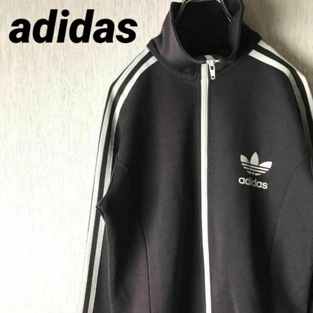 4472 美品✨adidasトラックジャケットヨーロッパブラウン×ホワイトM~ | フリマアプリ ラクマ