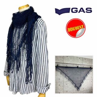 ガス(GAS)のGAS美品★男女兼用♪♪ トライアングル型 メッシュ フリンジ付き 大判ストール(ストール)