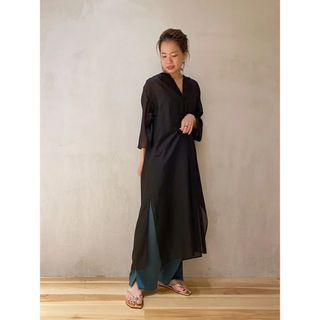 スピックアンドスパン(Spick & Span)の(W)シアー スキッパーワンピース(ロングワンピース/マキシワンピース)