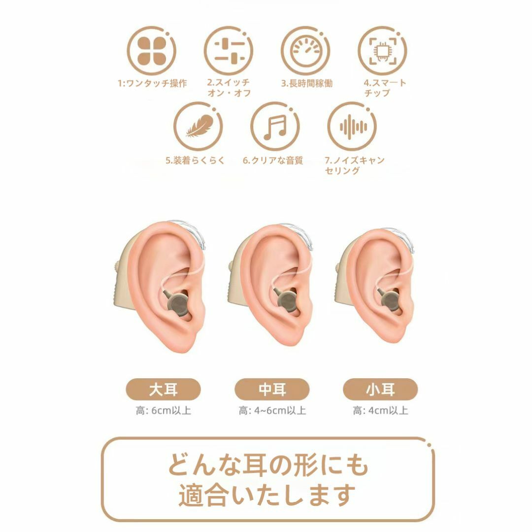 国内正規品 集音器 高品質 簡単操作 軽量 充電式 左右両用耳 ワイヤレス A