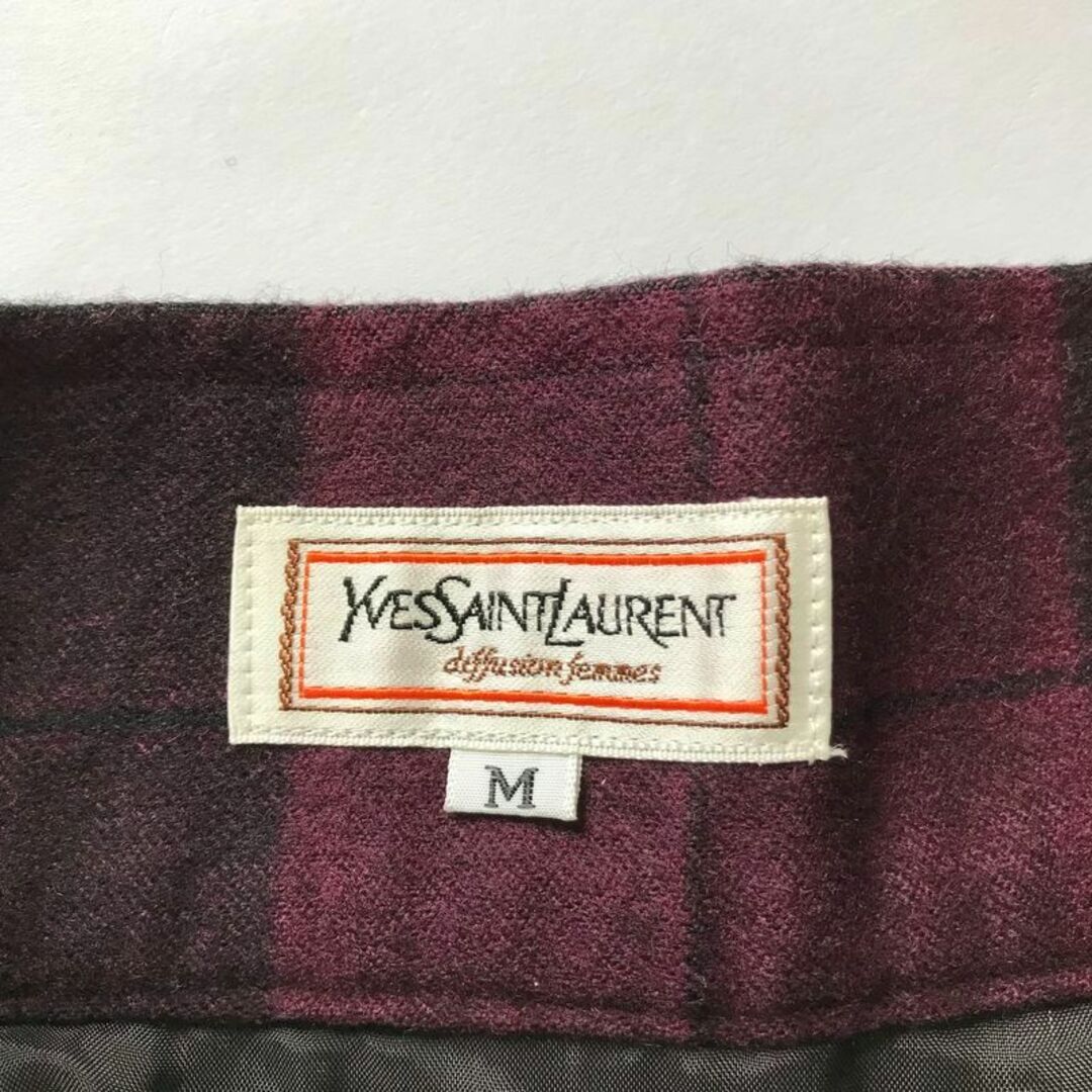 90s Yves Saint Laurent チェック プリーツスカート M 2