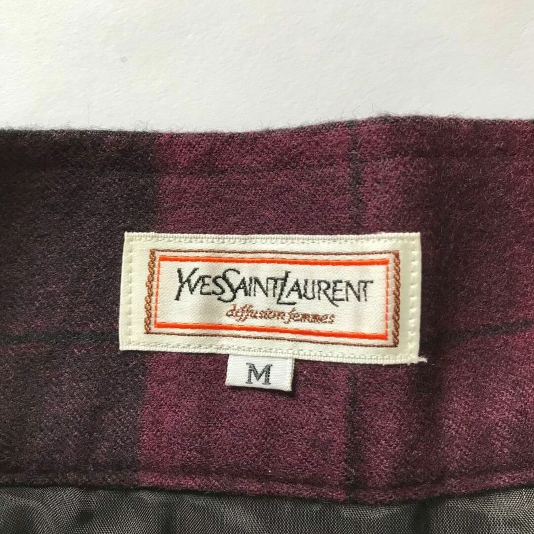 90s Yves Saint Laurent チェック プリーツスカート M 3