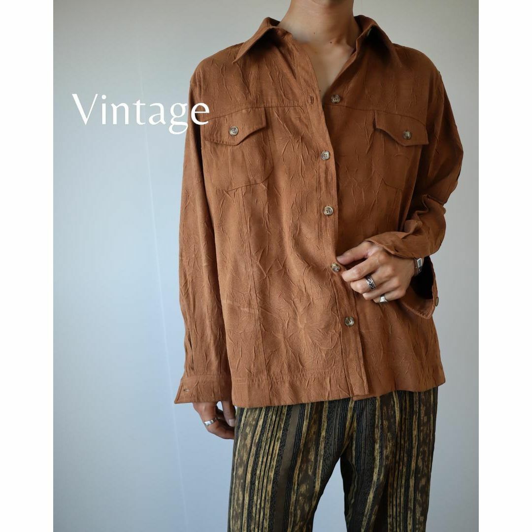 ART VINTAGE(アートヴィンテージ)の【vintage】ワッシャー加工 フェイクスエード ボックスカット 長袖シャツ メンズのトップス(シャツ)の商品写真