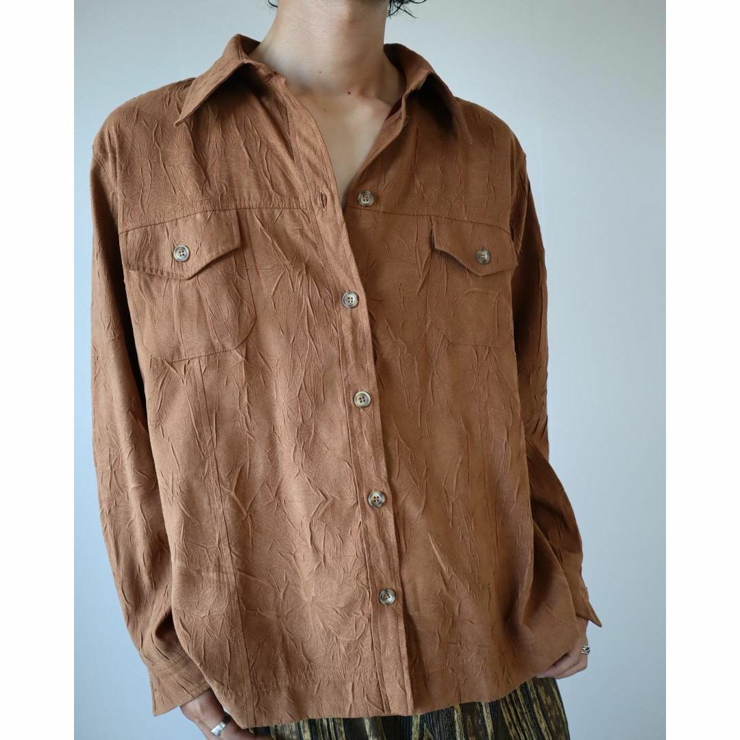 ART VINTAGE(アートヴィンテージ)の【vintage】ワッシャー加工 フェイクスエード ボックスカット 長袖シャツ メンズのトップス(シャツ)の商品写真