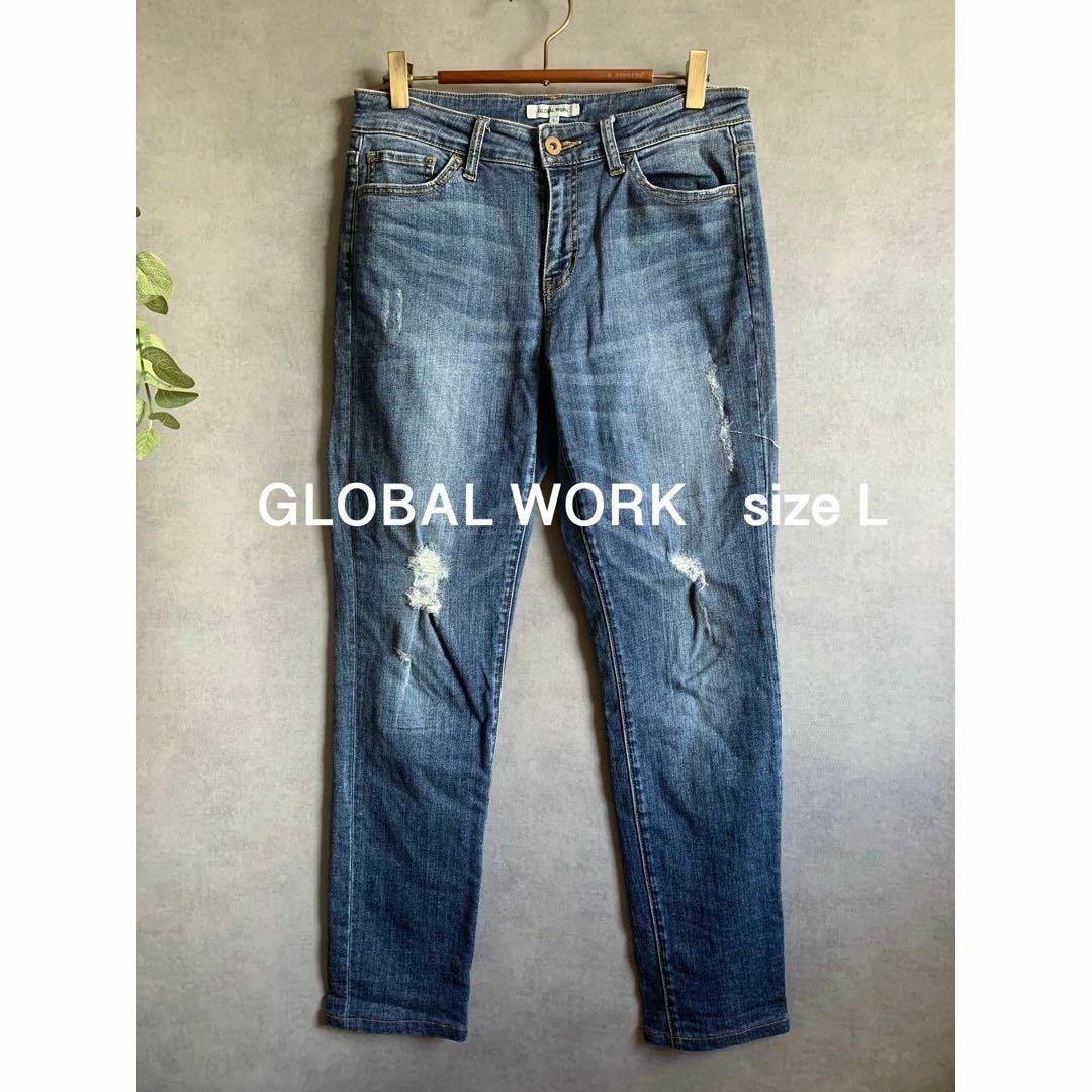 GLOBAL WORK(グローバルワーク)の古着★GLOBAL WORK デニムパンツ ダメージジーンズ ジーパン レディースのパンツ(デニム/ジーンズ)の商品写真