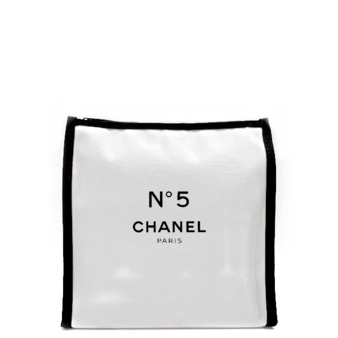 CHANEL NO5 ロゴ シンプル 軽量 マチ有 バイカラー ポーチ