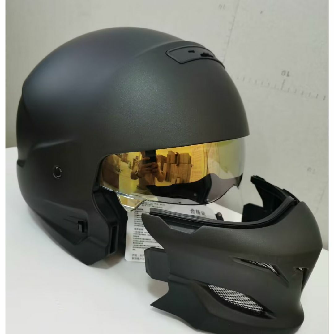 約1650ｇ材質バイクオンロード フルフェイスヘルメット　艶消し黒　別売シールドあり　2XLとL