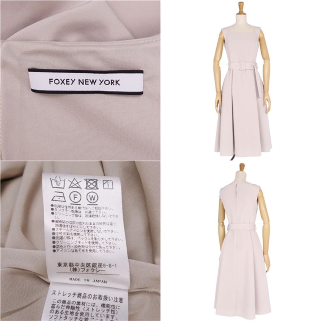 フォクシー ニューヨーク FOXEY NEW YORK ワンピース ドレス ノースリーブ スクエアネック 40578 トップス レディース  38(S相当) ベージュ