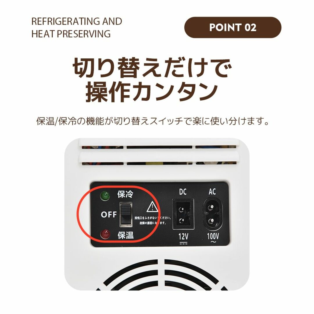 冷温庫 4L ポータブル 保冷庫 小型 車載 温冷庫 １台2役【ホワイト】