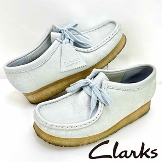 クラークス(Clarks)のClarks Wallabee コンビレザー ライトブルー 23cm(スリッポン/モカシン)