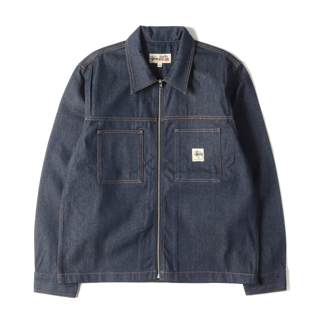 STUSSY ステューシー シャツ サイズ:L フルジップ デニム シャツ ワークシャツ 長袖 DENIM ZIP UP WORK SHIRT 21AW インディゴ トップス カットソー ジーンズ  ストリート ブランド【メンズ】