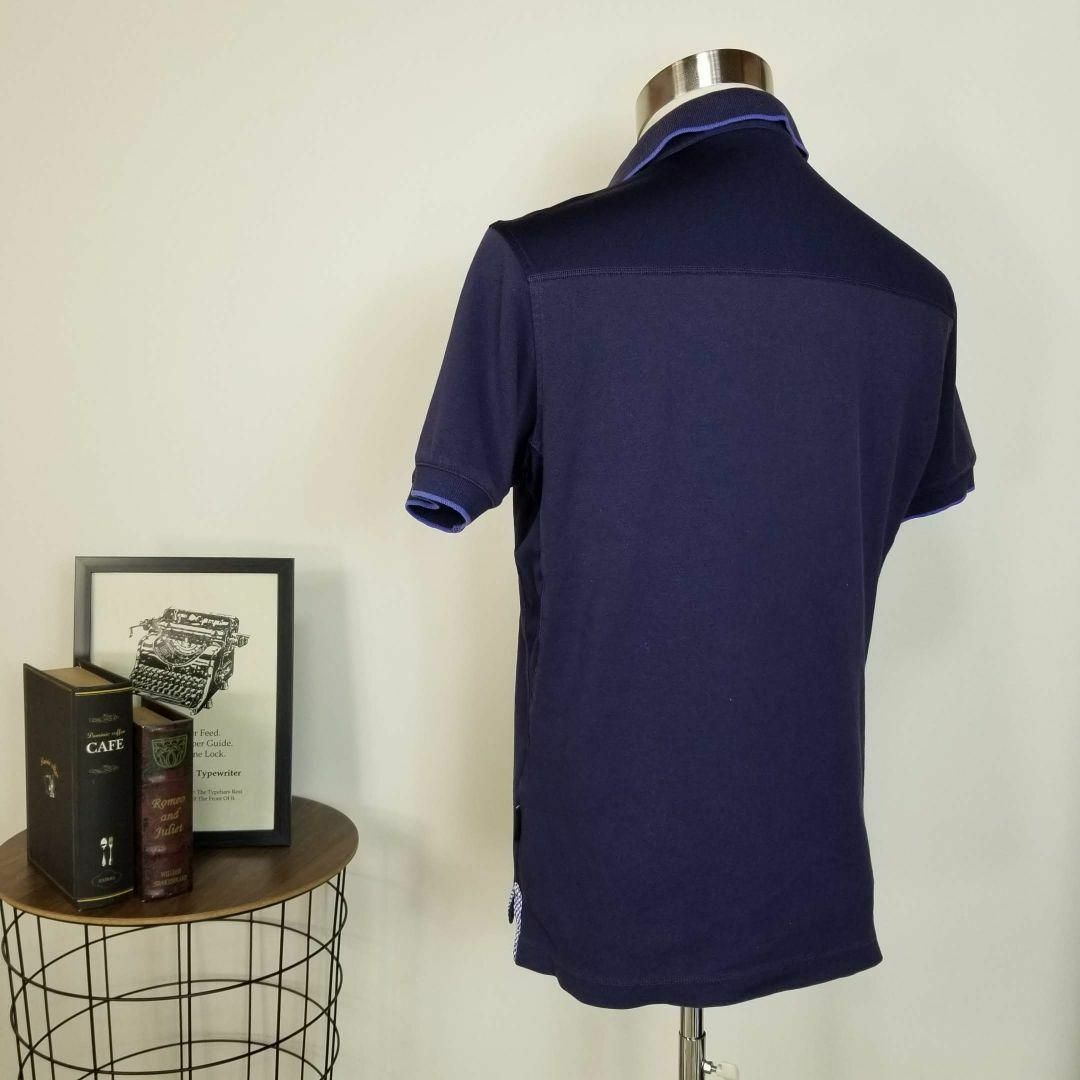 NIKE(ナイキ)のNIKE GOLFドライフィット異素材ドッキング鹿の子ポロシャツ半袖メンズL紺 メンズのトップス(ポロシャツ)の商品写真