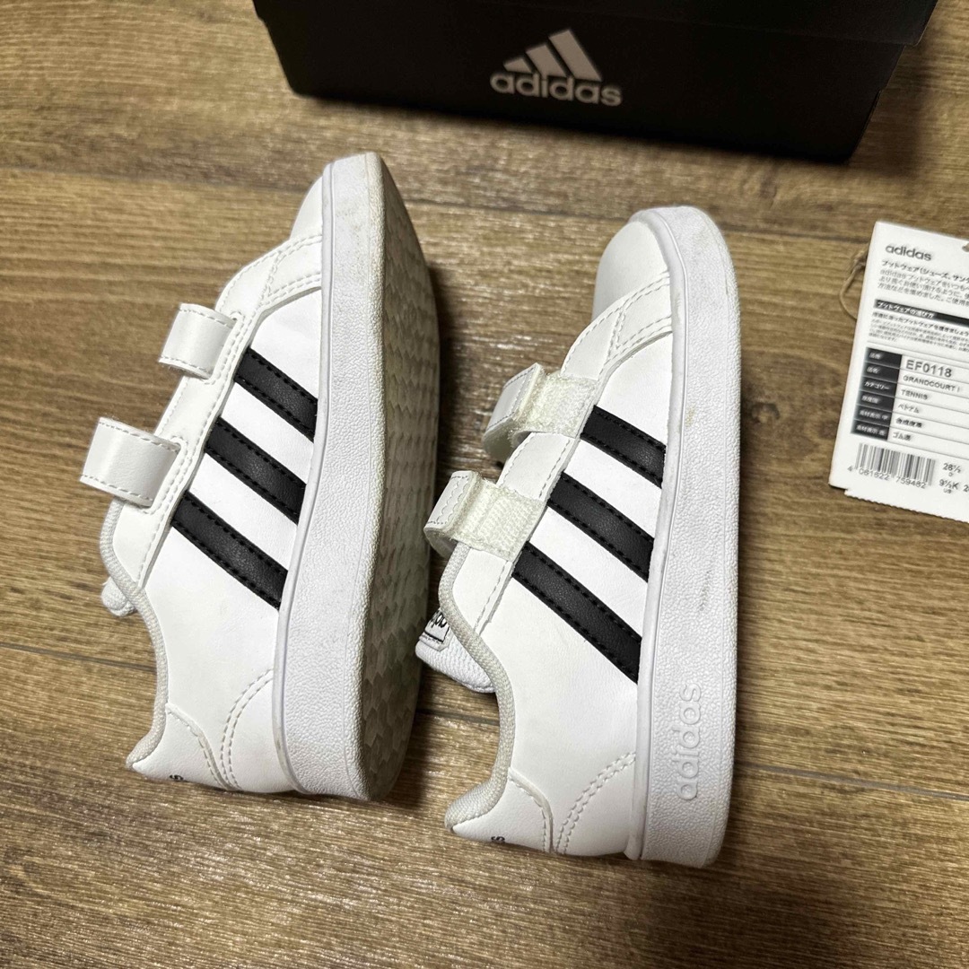 adidas(アディダス)のアディダス グランドコート I キッズ スニーカー 16cm 中古品 キッズ/ベビー/マタニティのキッズ靴/シューズ(15cm~)(スニーカー)の商品写真