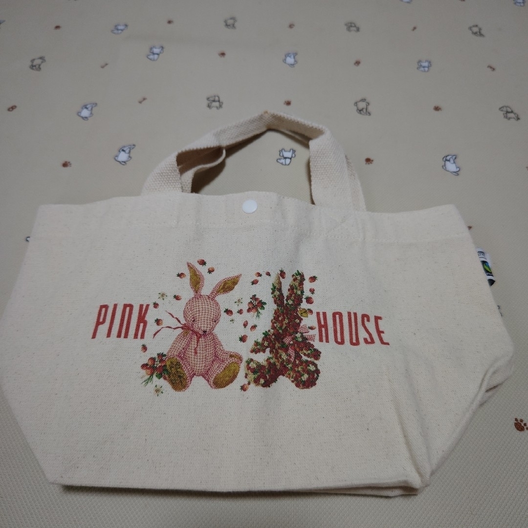 PINK HOUSE(ピンクハウス)のノベルティ巾着付チェックうさぎトートバッグ レディースのバッグ(トートバッグ)の商品写真