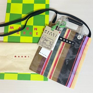 マルニ(Marni)の新品　MARNI マルニ　ミニショルダーバッグ　キャラメルブラウン　ストライプ(ショルダーバッグ)