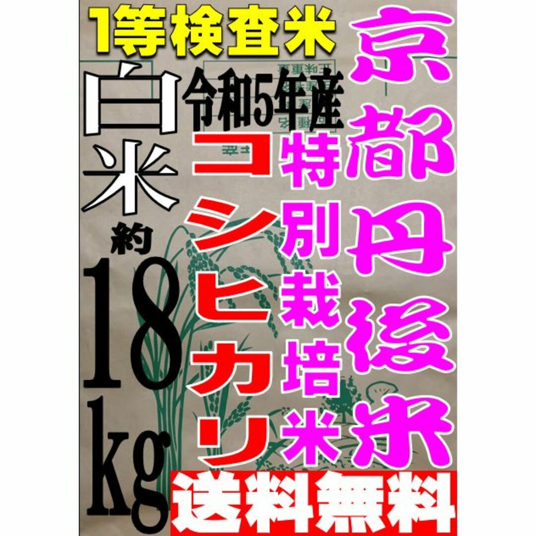 コシヒカリ　丹後　約18kg　!フリマ（旧）-　新米　京都　令和5年度産　白米