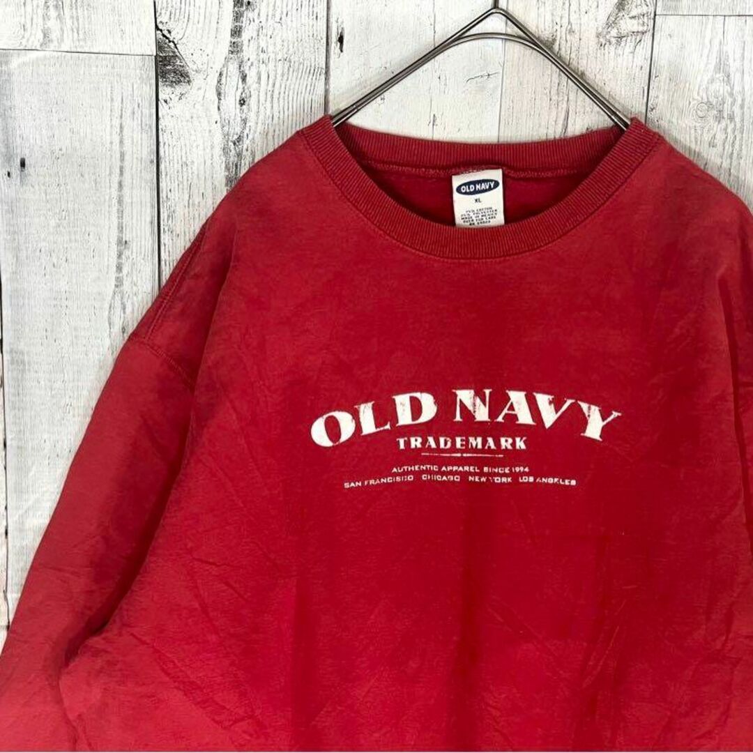 Old Navy(オールドネイビー)のOLD NAVY レッド　XL ヴィンテージ　裏起毛　オールドネイビー　ゆるダボ メンズのトップス(スウェット)の商品写真