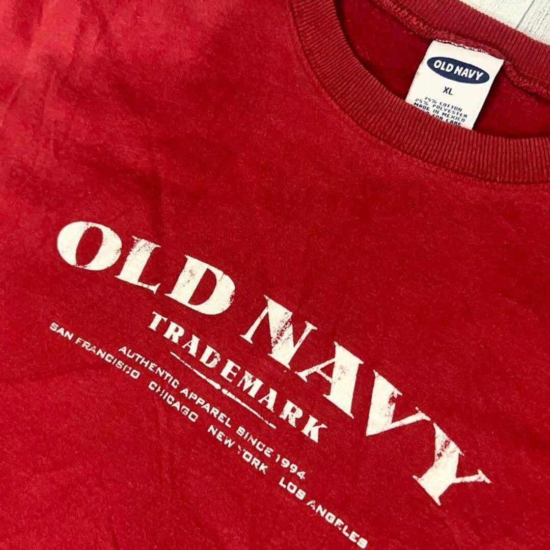 Old Navy(オールドネイビー)のOLD NAVY レッド　XL ヴィンテージ　裏起毛　オールドネイビー　ゆるダボ メンズのトップス(スウェット)の商品写真