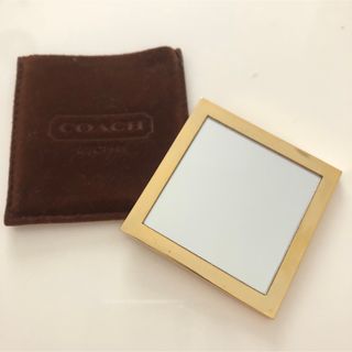 コーチ(COACH)のCOACHミニミラー★カバー付★コーチ鏡★ブラウンカバー＆ゴールド縁ミラー(ミラー)