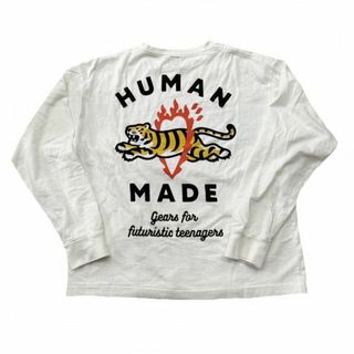 HUMAN MADE ヒューマンメイド ラグランカットソー ロングTシャツ 白×赤 サイズL 正規品 / 32010