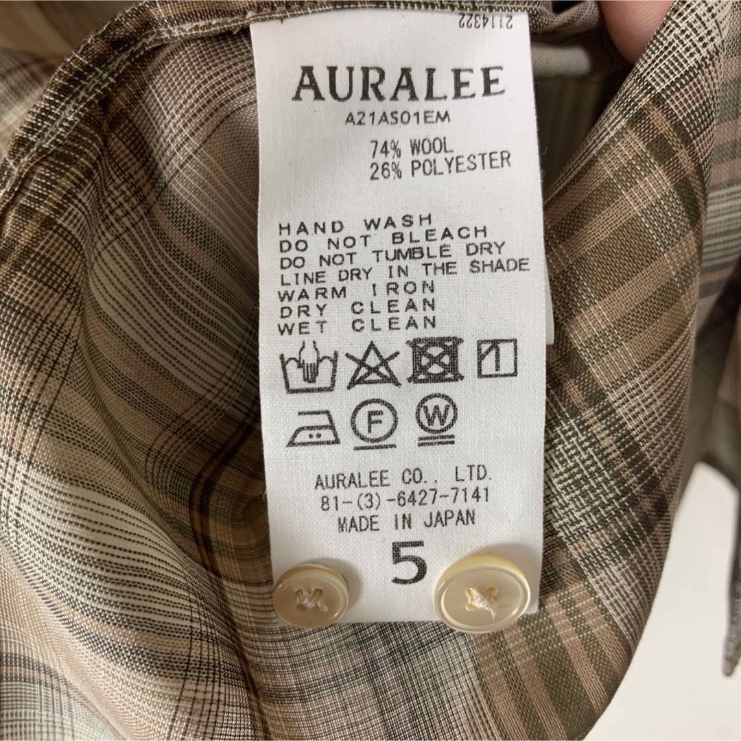 【極美品】auralee 21aw ウールチェックシャツ サイズ5