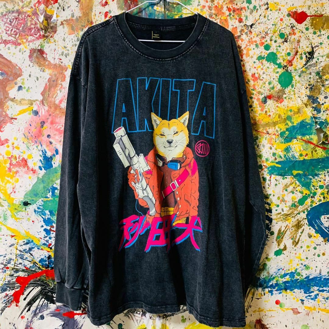 AKITA 秋田犬 AKIRA  ロンＴ 長袖 新品  黒 XL XXL メンズのトップス(Tシャツ/カットソー(七分/長袖))の商品写真