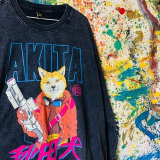 AKITA 秋田犬 AKIRA  ロンＴ 長袖 新品  黒 XL XXL(Tシャツ/カットソー(七分/長袖))