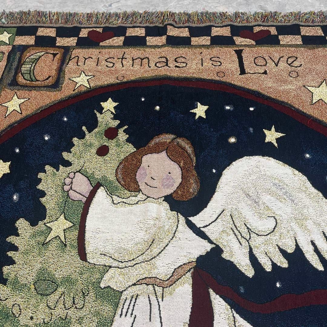 天使　クリスマスツリー　マルチ・ソファカバー　ビンテージラグ　155x125 4