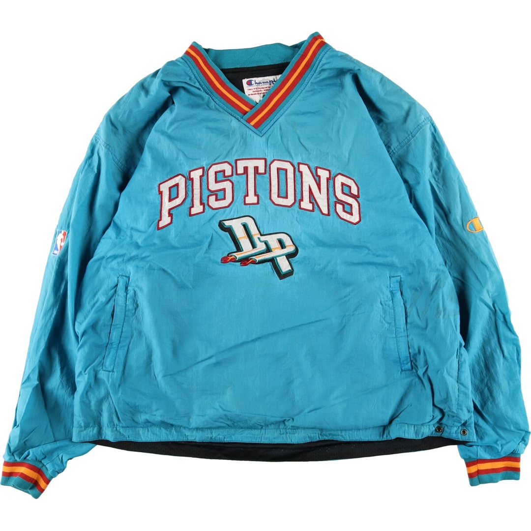 90年代 チャンピオン Champion NBA DETROIT PISTONS デトロイトピストンズ Vネック ウォームアッププルオーバー メンズXXL ヴィンテージ /eaa371850