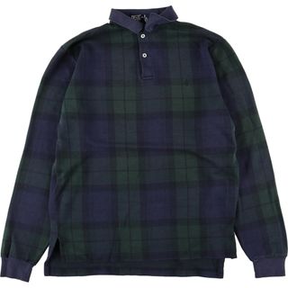 ラルフローレン(Ralph Lauren)の古着 90年代 ラルフローレン Ralph Lauren POLO by Ralph Lauren 長袖 チェック ポロシャツ USA製 メンズM ヴィンテージ /eaa372471(ポロシャツ)