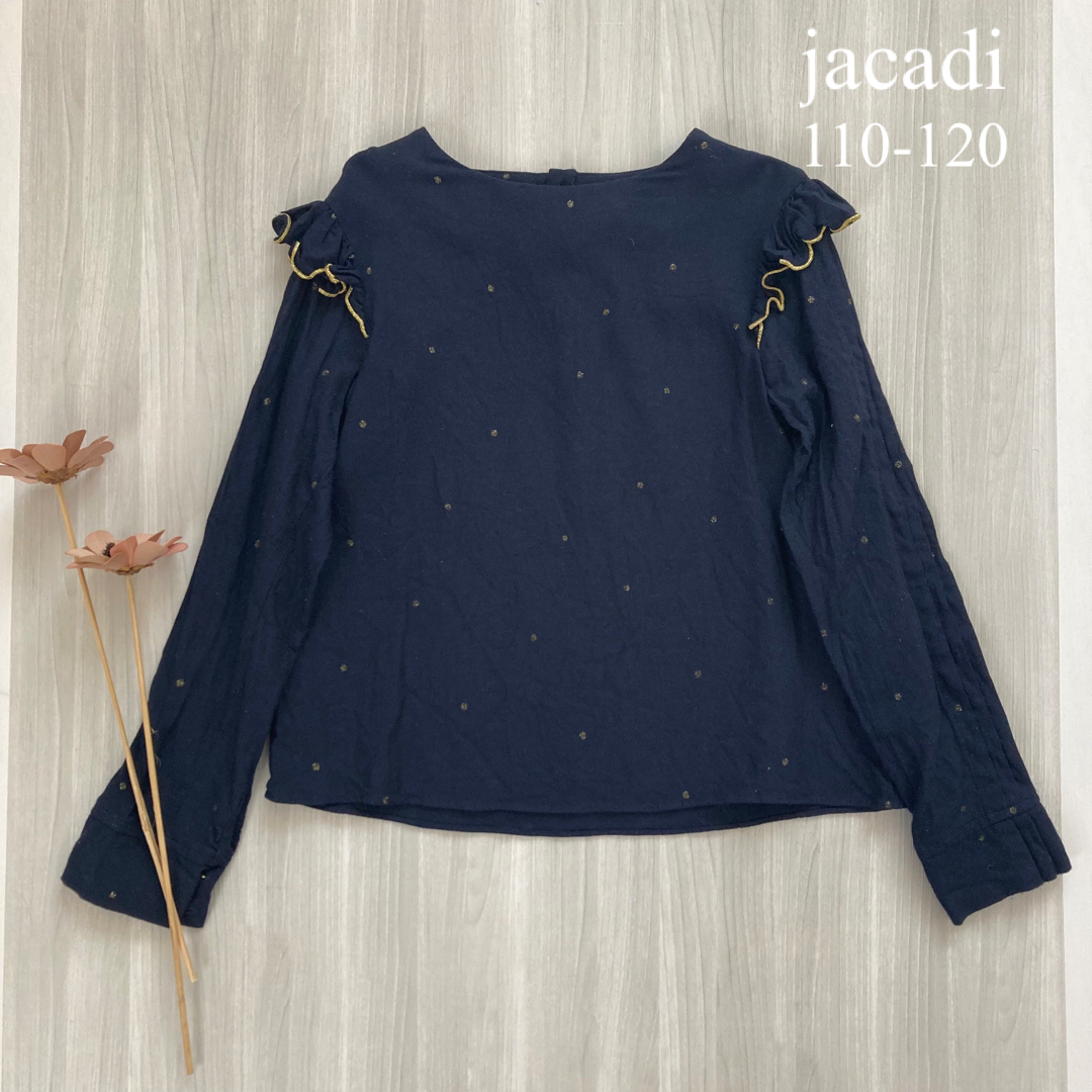 Jacadi(ジャカディ)の【美品】ジャカディ　ドットデザイントップス　長袖 キッズ/ベビー/マタニティのキッズ服女の子用(90cm~)(ブラウス)の商品写真