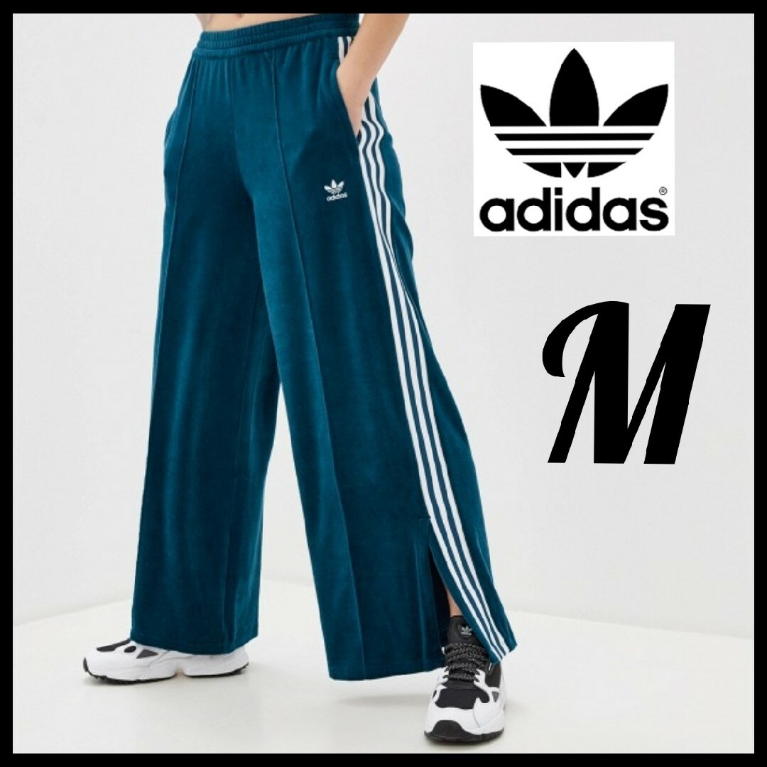 【ベルベット生地】adidas★ワイドレッグパンツ★トラックパンツ★ジャージ★M | フリマアプリ ラクマ