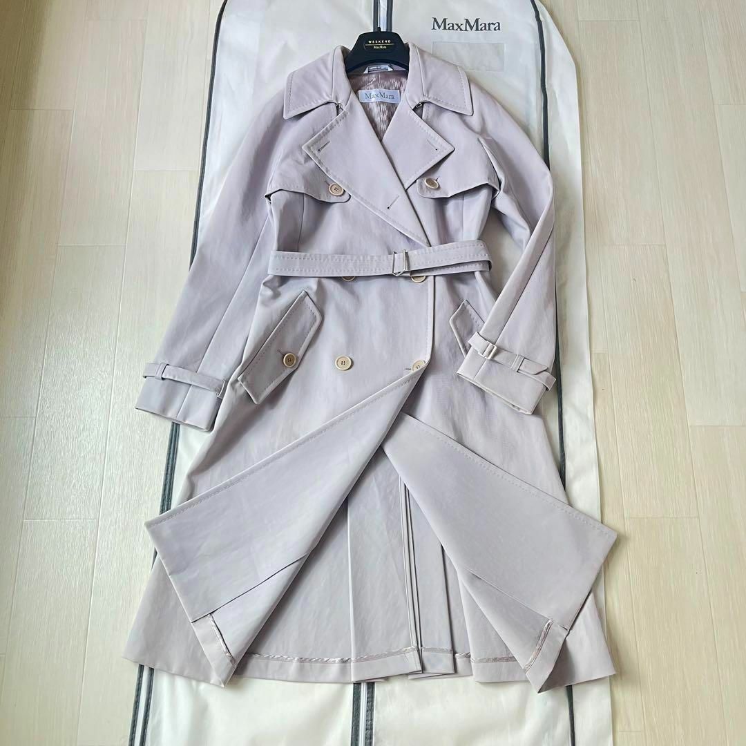 高級 MaxMara  マックスマーラ トレンチコート チェック ベルト付き M