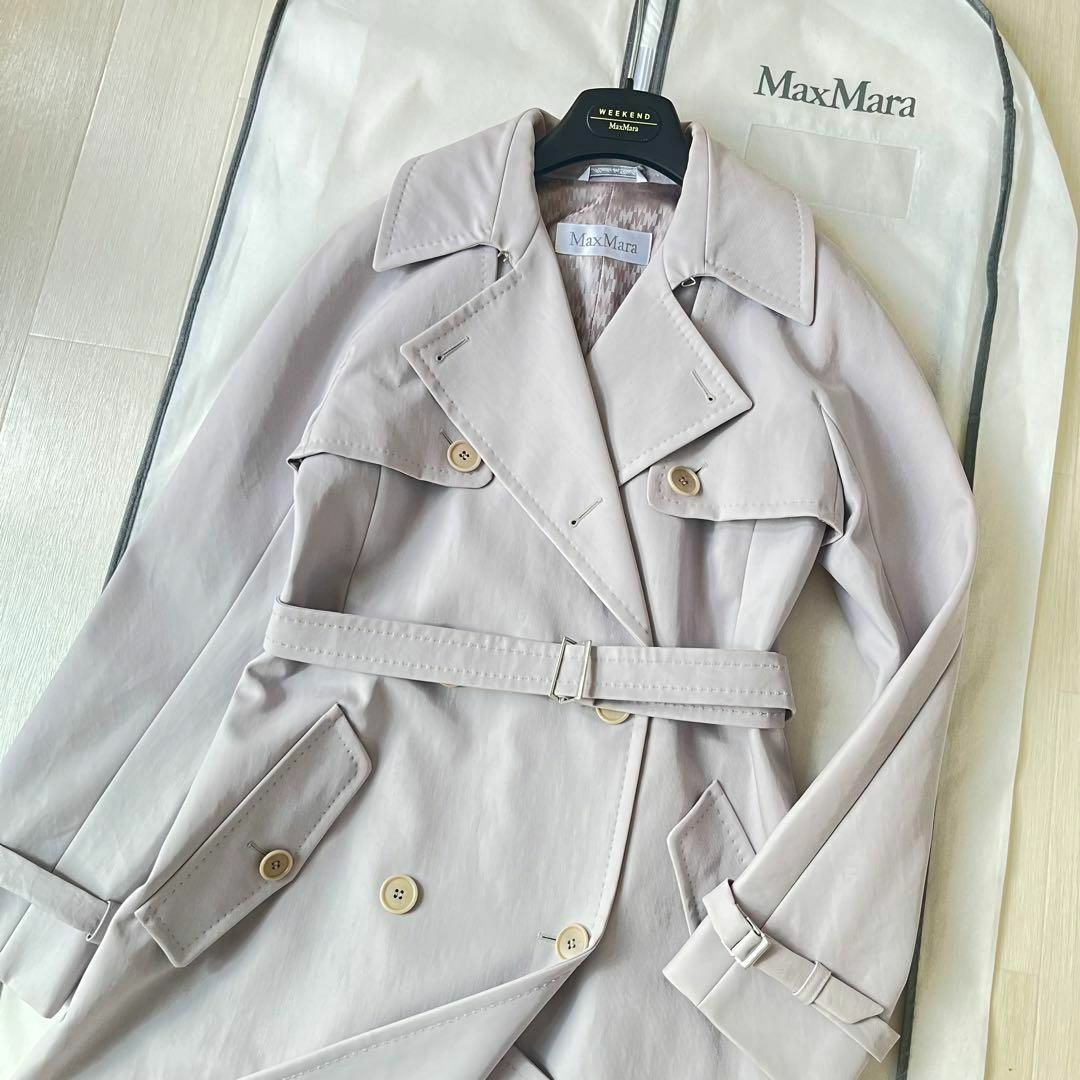 高級 MaxMara  マックスマーラ トレンチコート チェック ベルト付き M