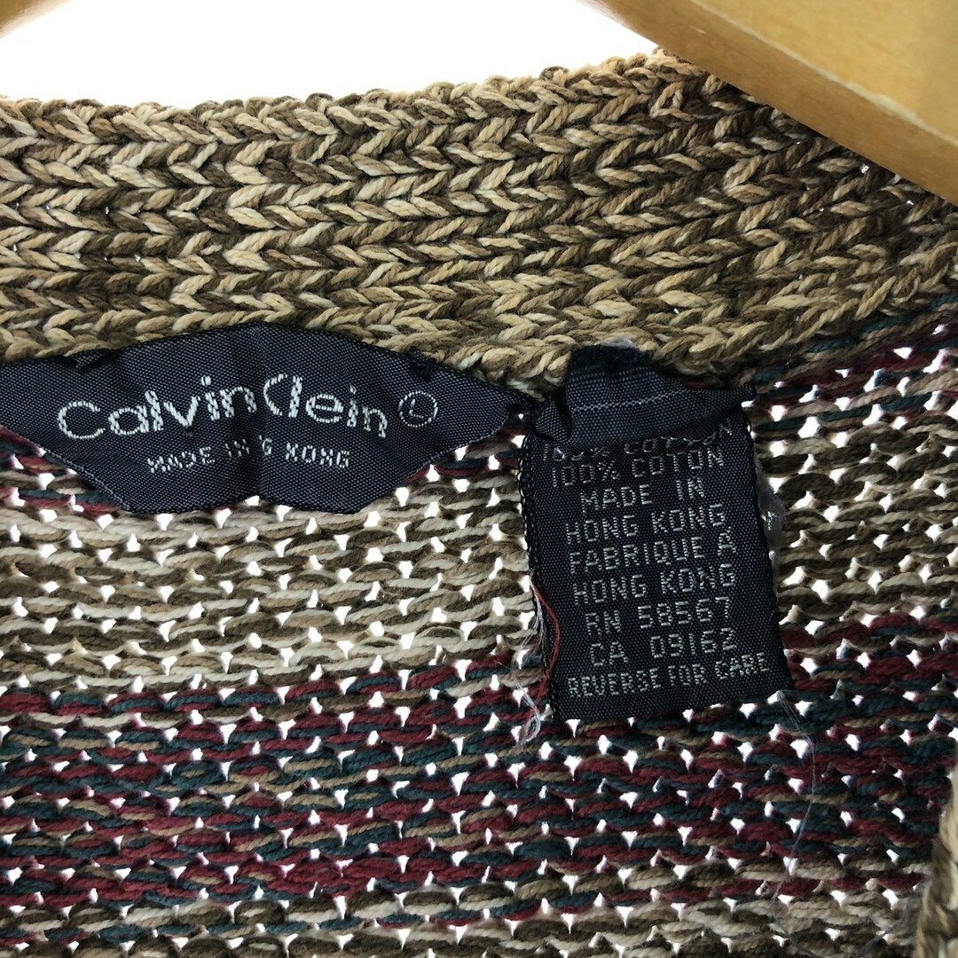 Calvin Klein(カルバンクライン)の古着 カルバンクライン Calvin kleinボーダー柄 前開き コットンニットベスト メンズS /eaa372441 メンズのトップス(ベスト)の商品写真