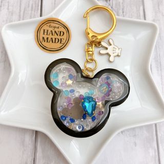 ハンドメイド　レジン　シャカシャカキーホルダー　ディズニー　Disney パール(キーホルダー/ストラップ)