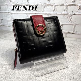 FENDI フェンディ シャドー マネークリップ カードケース ブラック レッド 7M0281 AJF4 F19KP メンズ【美品】