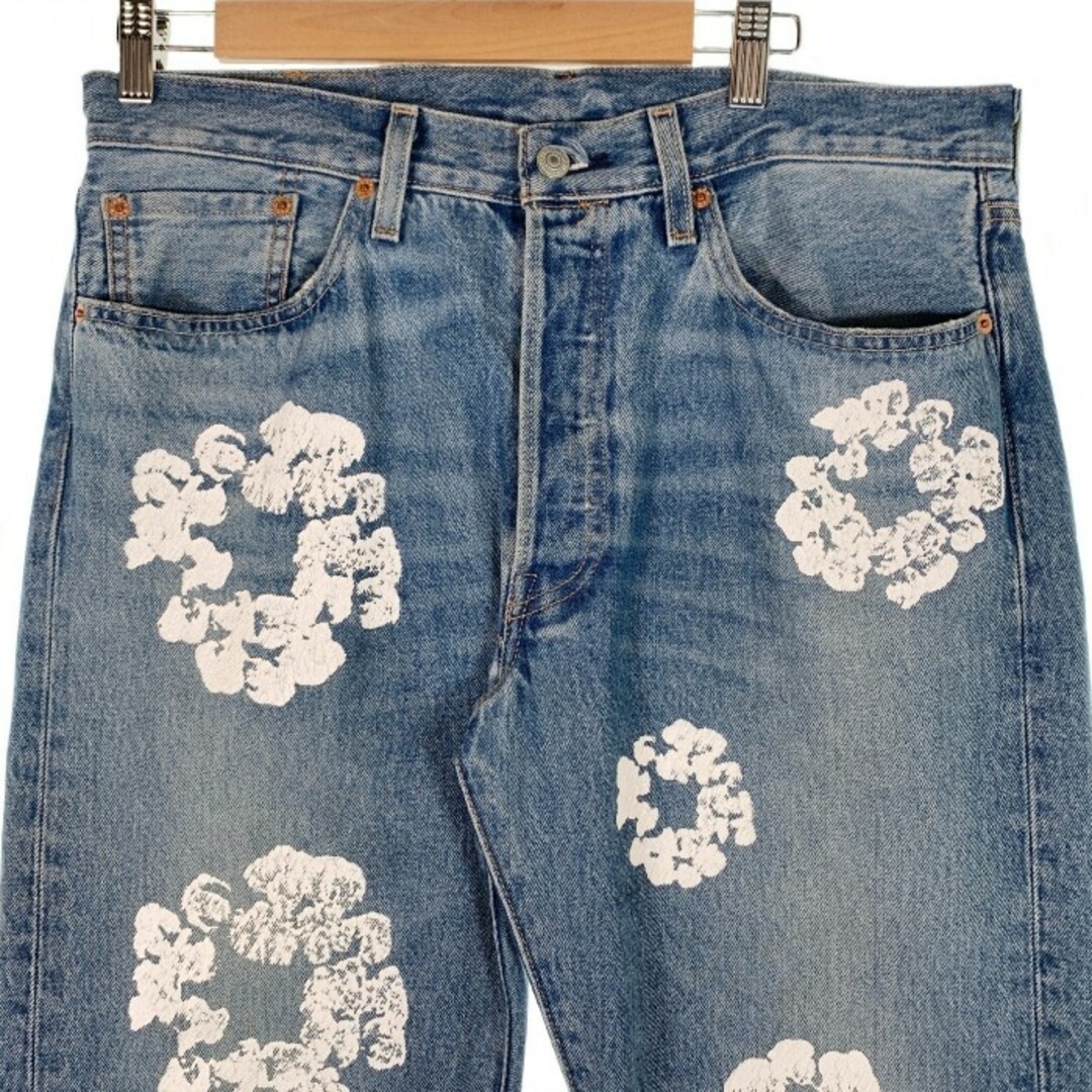 DENIM TEARS デニムティアーズ LEVI'S リーバイス 501 DT Wreath Jean リースプリント デニムパンツ インディゴ  Size 33×32