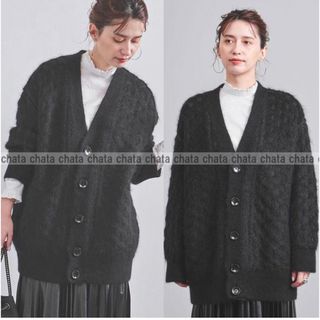定5万【ユナイテッドアローズ】UGSCBS ケーブル カーディガン ブラック黒